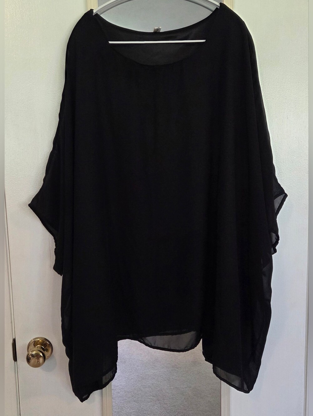 Black Plus Size 5x Sheer Flowing Tunic Top